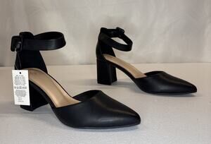 Mysoft Women's Pointed Toe Chunky Heels Black Size 7.5
